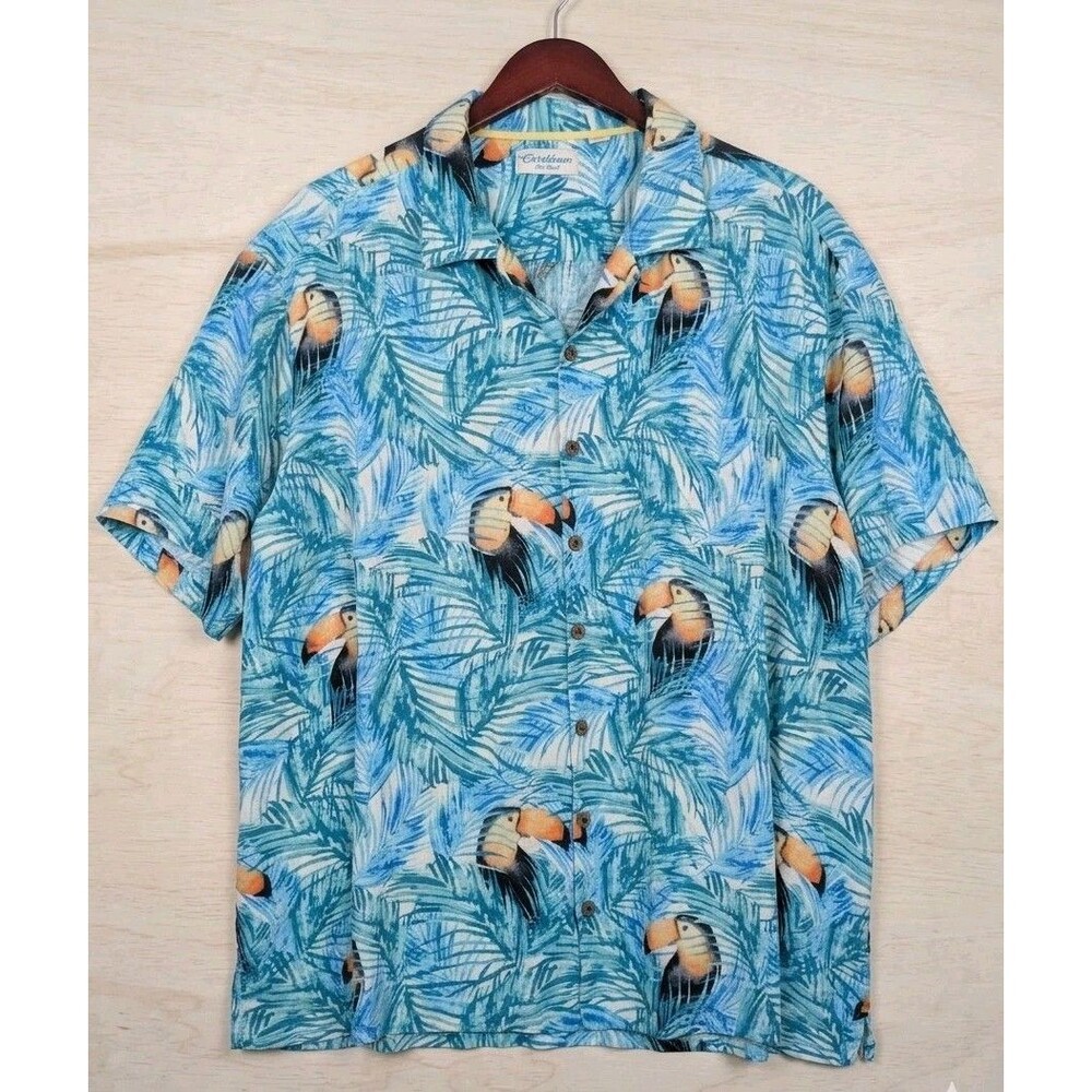 Caribbean Silk Hawaiian Tropical Toucan Bird Shirt Size 4XB